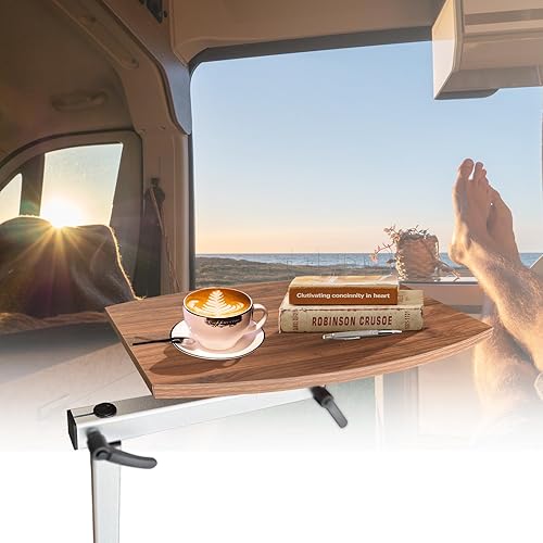 Miniatura 2 de Soporte mejorado para patas de mesa RV con función de plegado lateral con una parte superior de madera multicapa de nogal negro, con función de