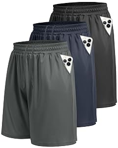 LalaHooK 3 Pack Athletic Gym Mens Shorts - Casual Black Quick Dry Basketball Shorts with Pockets for Workout