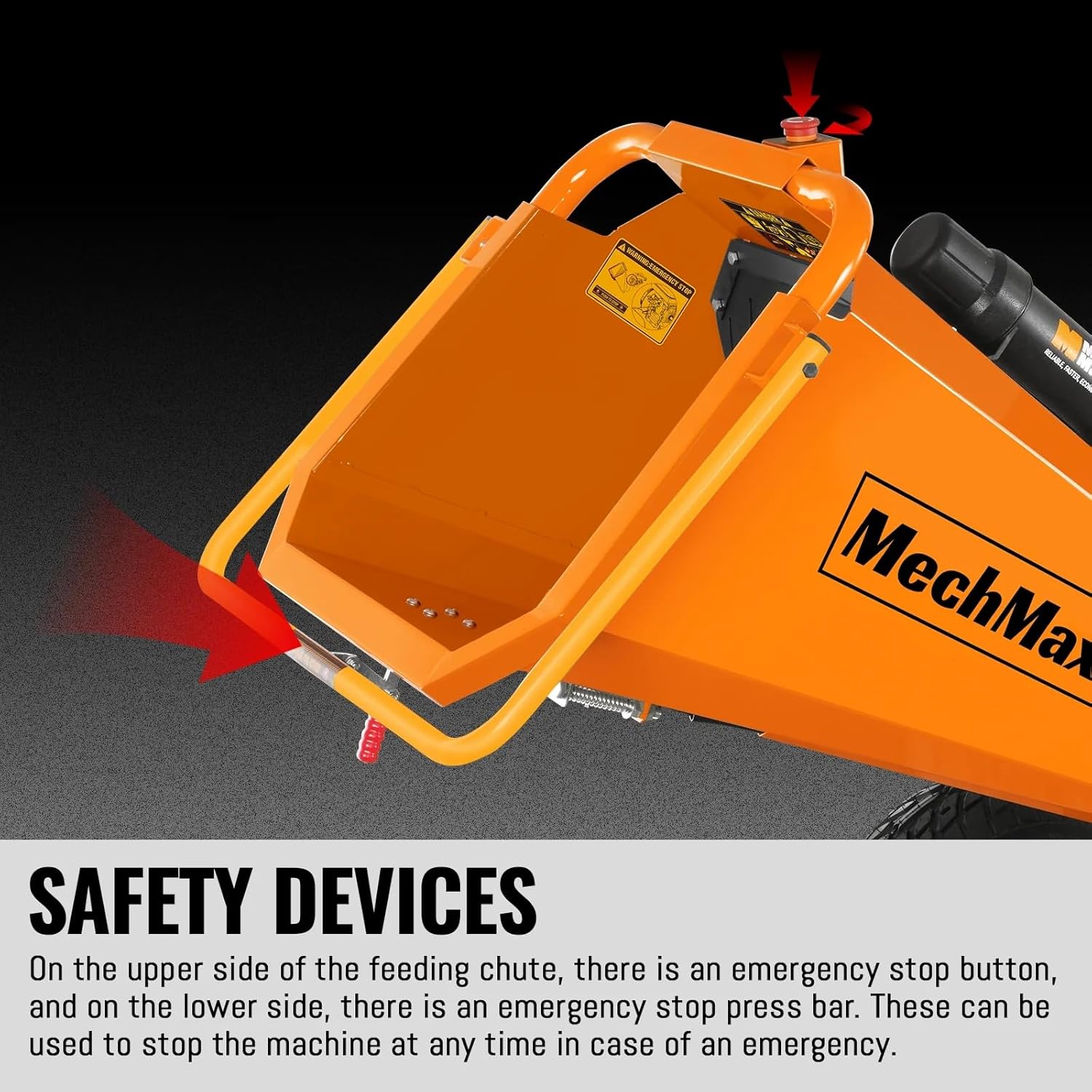 6 inch ZONSEN 459cc 15hp Electric Start Gas Powered Wood Chipper Shredder Mulcher with Towbar, 6" Max Chipping Diameter Capacity,with Emergency Stop Button&Stop Bar,Model P4206 Orange thumbnail