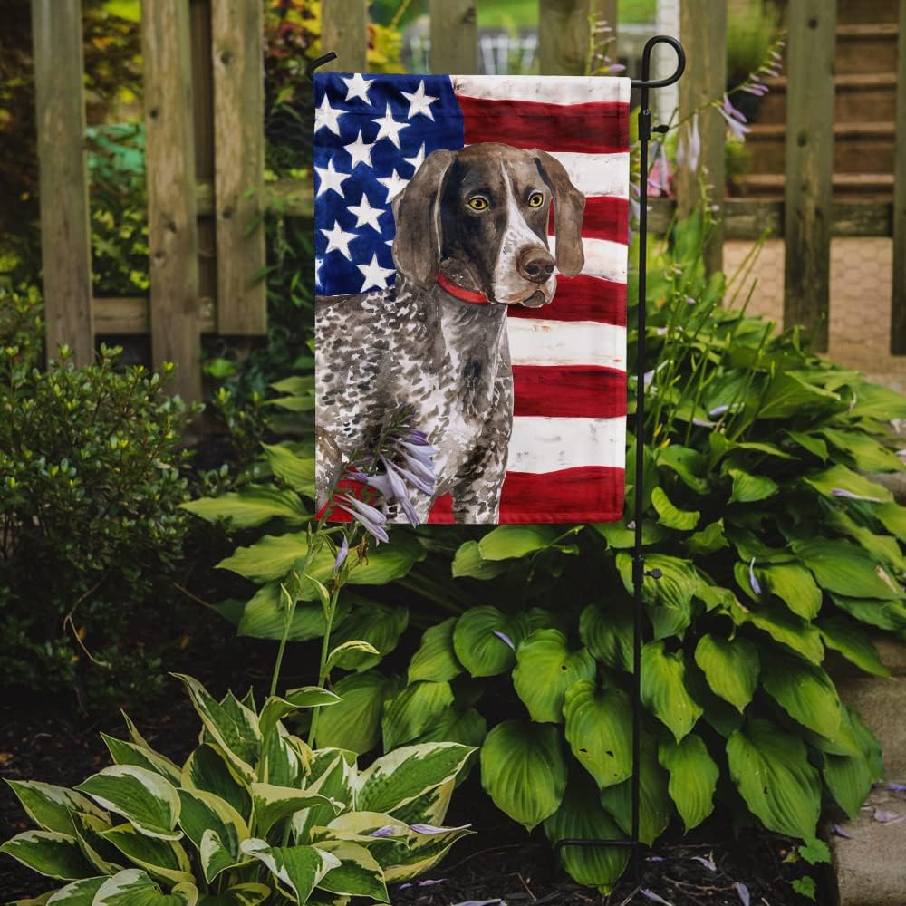 Caroline's Treasures BB9641GF German Shorthaired Pointer Patriotic Garden Flag Mailbox Flag Decorative Yard Flag Banner Outside Patio Artwork Yard Flower Beds, Garden Size, Multicolor