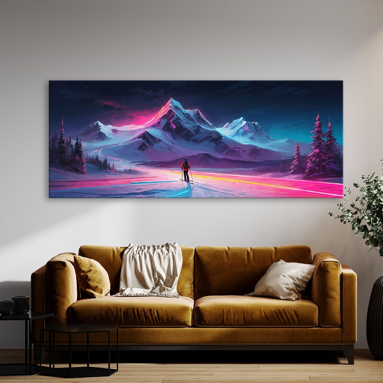 Sense Canvas Skier Electric Alpine Glide 101 - Stampa artistica da parete su tela, misura XL, 60 x 24 / 3,8 cm