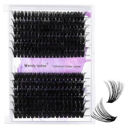 Miniatura 5 de WENDY Lashes Racimos de pestañas rizadas en racimo D, 60D+80D, extensiones de pestañas en racimo de 0.63-0.78 pulgadas, pestañas individuales suaves