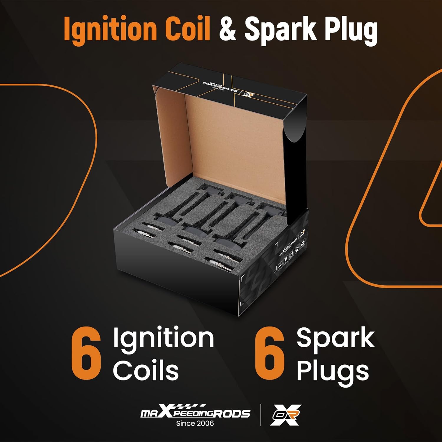 maXpeedingrods UF807 Set of 6 Ignition Coil Pack and Iridium Spark Plugs Fit for Chrysler Pacifica Dodge Durango Jeep Grand Cherokee Wrangler 2016-2018 3.6L V6, Ignition Coil Kit Replaces UF-807