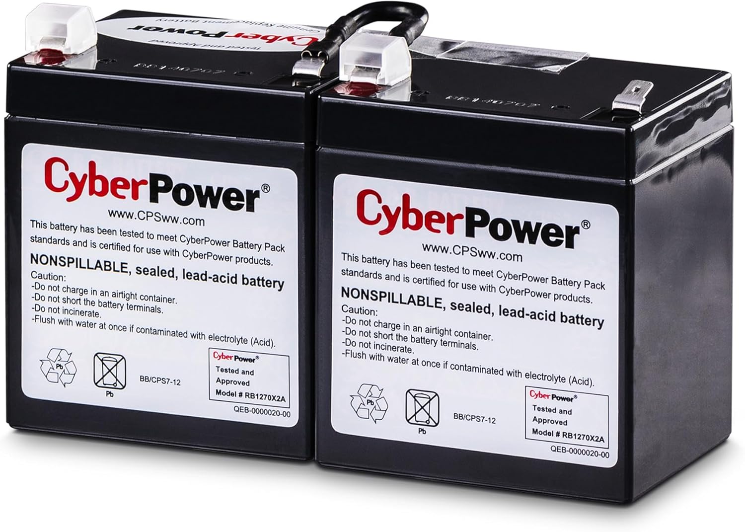 CyberPower RB1270X2A UPS Replacement Battery Cartridge, Maintenance-Free, User Installable, 12V/7Ah