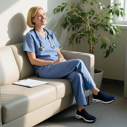 Miniatura 2 de STQ Walking Shoes Women Slip on Sneakers Non Slip Work Air-Cushion Arch Support Tennis Plantar Fasciitis Orthopedic Breathable Mesh Comfortable