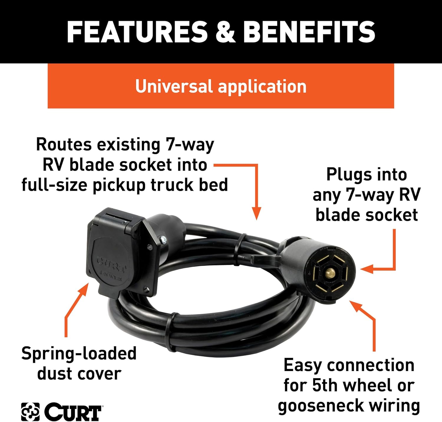Curt 56080 Fifth Wheel/Gooseneck 7-Way Extension Harness