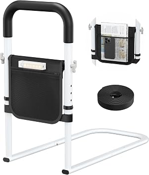 Bed Rails for Elderly,Adjustable Heights Bed Side Handle Railings with Motion Light,Safety Bed Assist Rails with Storage Bag for Elderly, Adults, Disabled and Pregnant Women