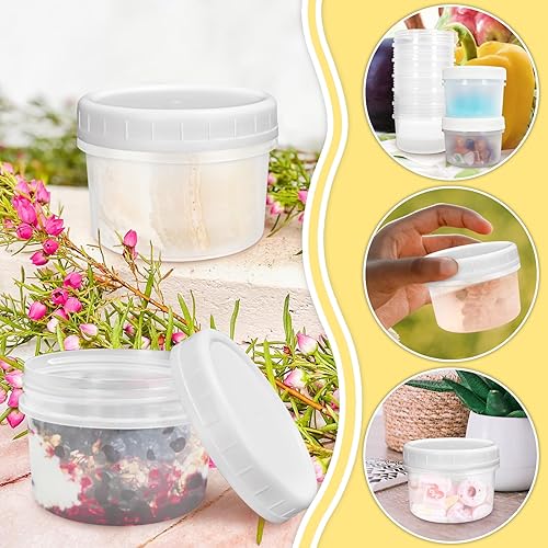 Miniatura 6 de Paquete de 10 recipientes de plástico pequeños reutilizables de 4 onzas con tapas de rosca, pequeños recipientes para congelador de almacenamiento