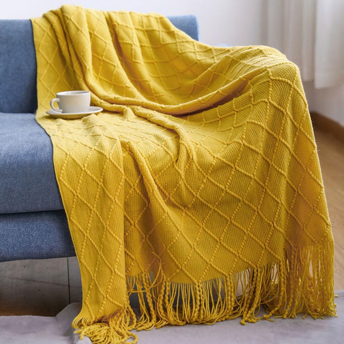 Moderno camino de cama suave de punto de color sólido, protección que no se decolora, para el hogar, hotel, dormitorio, sala de boda, bufanda suave para la cama