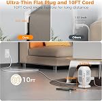 TESSAN 10ft Barres d'alimentation de la tour à prise plate avec protecteur de surpression 8 Multi-sorties, 4 USB (1USB C), Fournitures de chambre pour les dortoirs, Gray