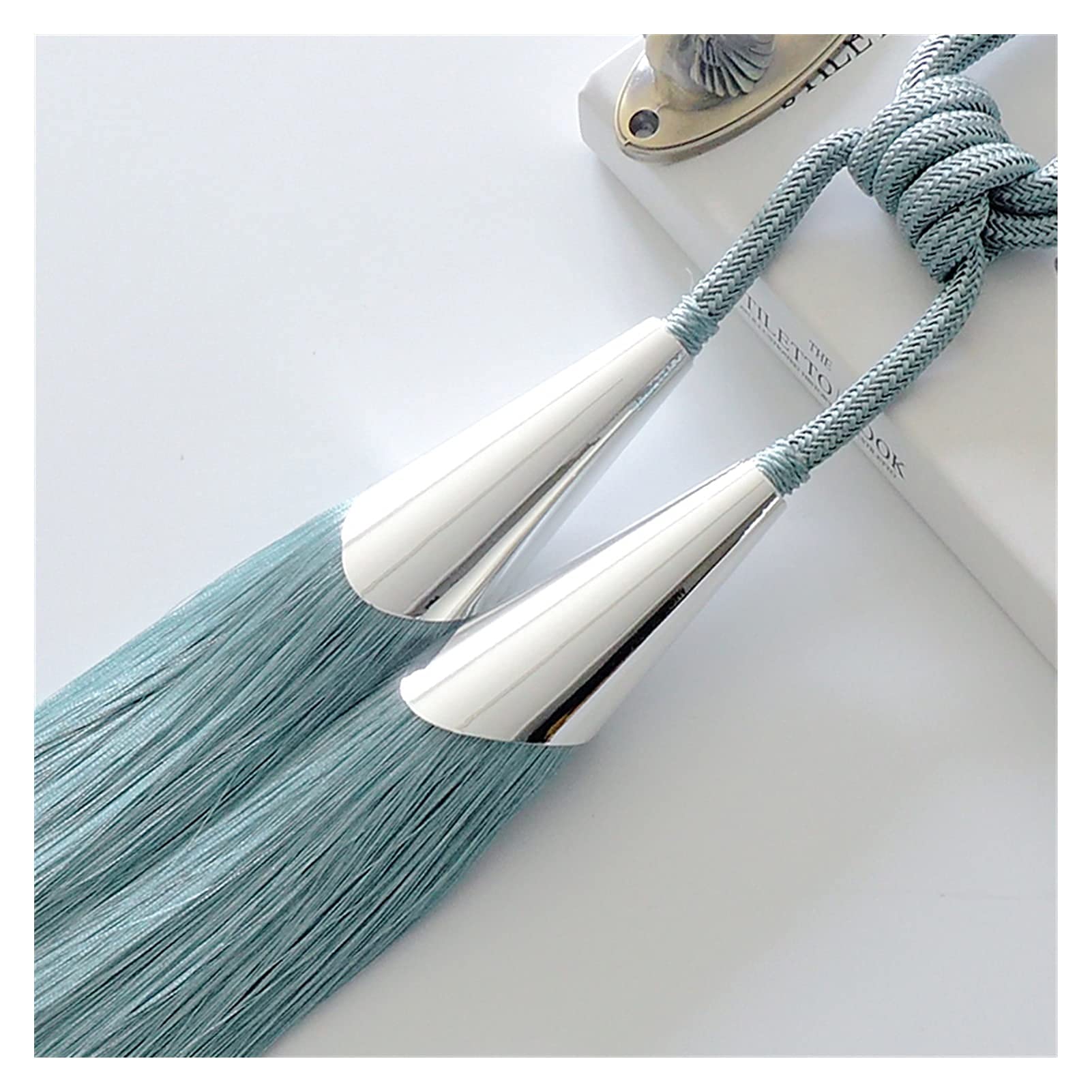 Lot de 2 Attaches de Rideaux à Suspendre, Boules, Crochets de Rideaux, Sangles de Bandage, Bretelles, Pompon, Boucle de Cravate, décoration d'intérieur (2 pièces 79 cm) (3 79 cm)