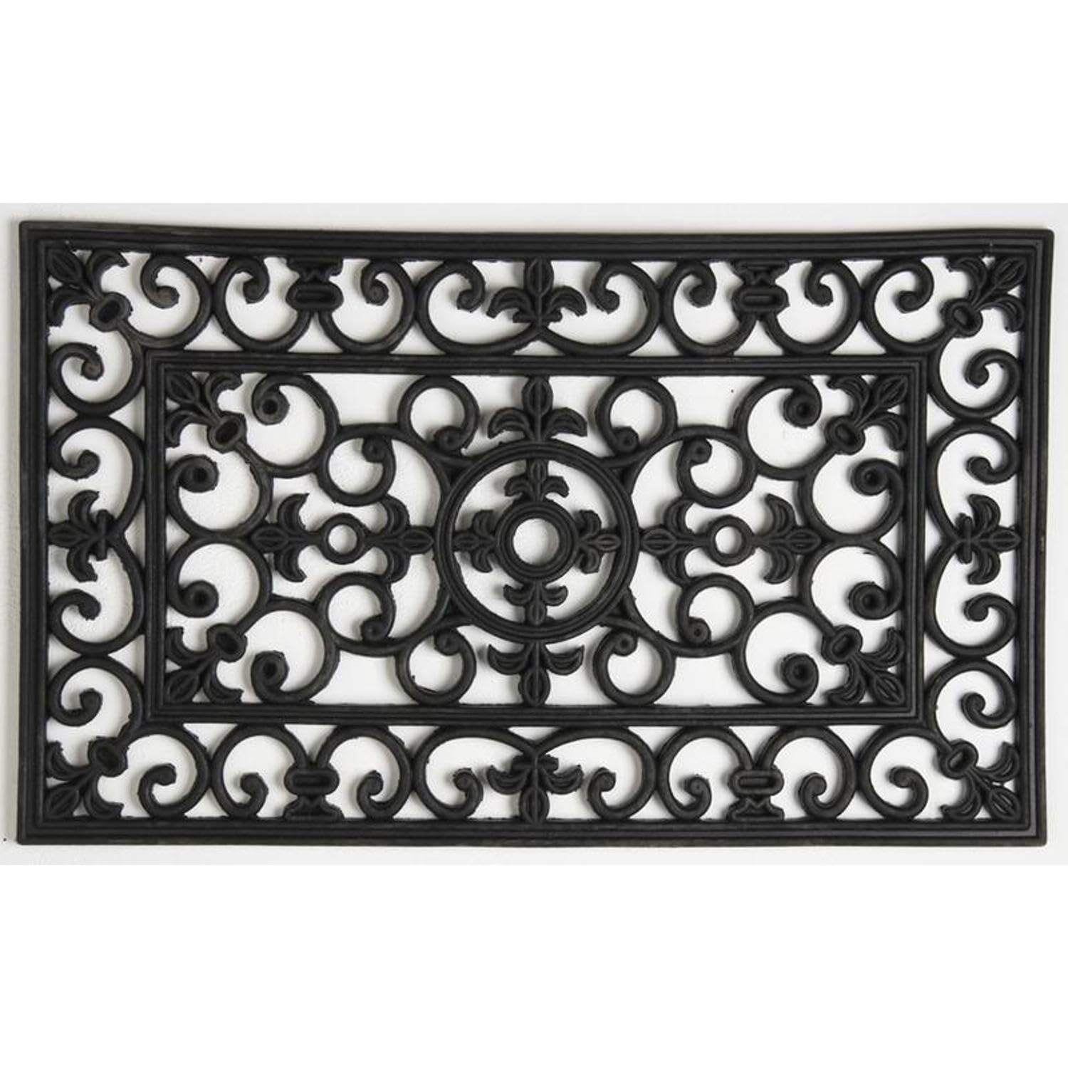 Paillasson noir en latex AUBRY GASPARD 75x45 cm ajouré pour entrée