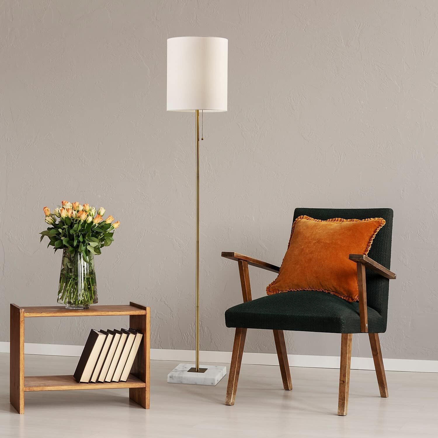 Adesso 5178-21 Fiona Floor Lamp, 62 in., 100W, Antique Brass Finish, 1 Modern Lamp