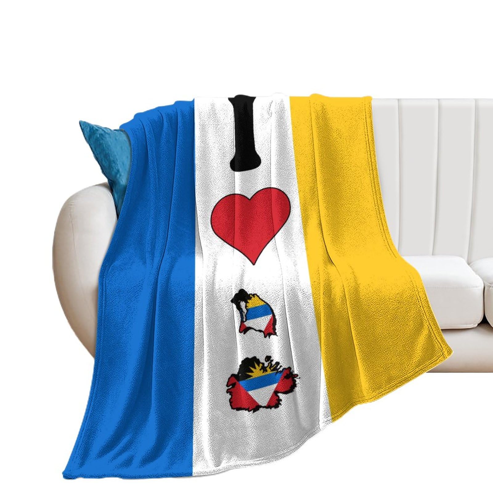Couverture en flanelle drapeau I Love My Country pour la maison 153x203cm