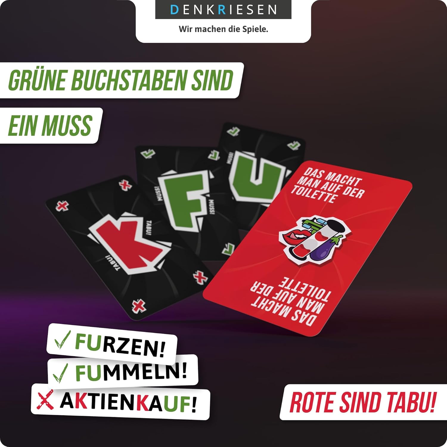 DENKRIESEN - Stadt Land Vollpfosten® Extreme - Red Light Edition | From 16 Years | 2-6 Players | Party Game | The City Land River Adult Game with Tough Challenges!