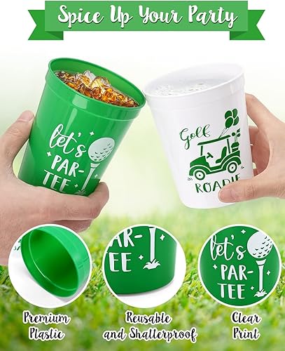 Miniatura 2 de Nefelibata 12 tazas de plástico Let's Par-Tee de plástico de 16 onzas reutilizables de plástico para beber decoraciones de fiesta temática de golf