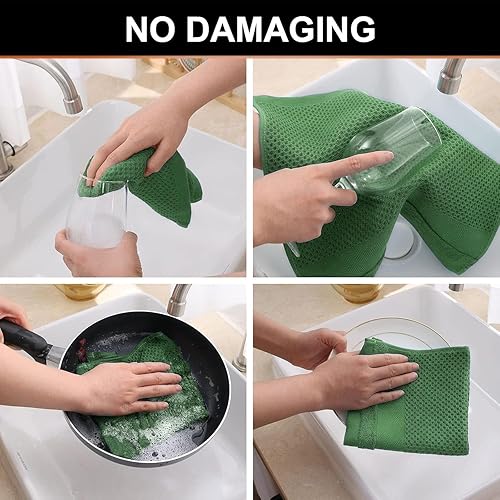 Miniatura 70 de Homaxy Paños de cocina 100% algodón, paquete de 8 – 12 x 12 pulgadas, tejido de gofre, muy suaves y absorbentes, paños de cocina de secado rápido