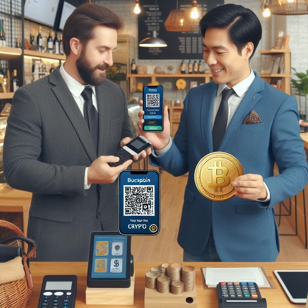 Pay with Crypto - Código QR y etiqueta NFC - Adhesivo programable de dos caras para ventana de escaparate - Promueve la innovación
