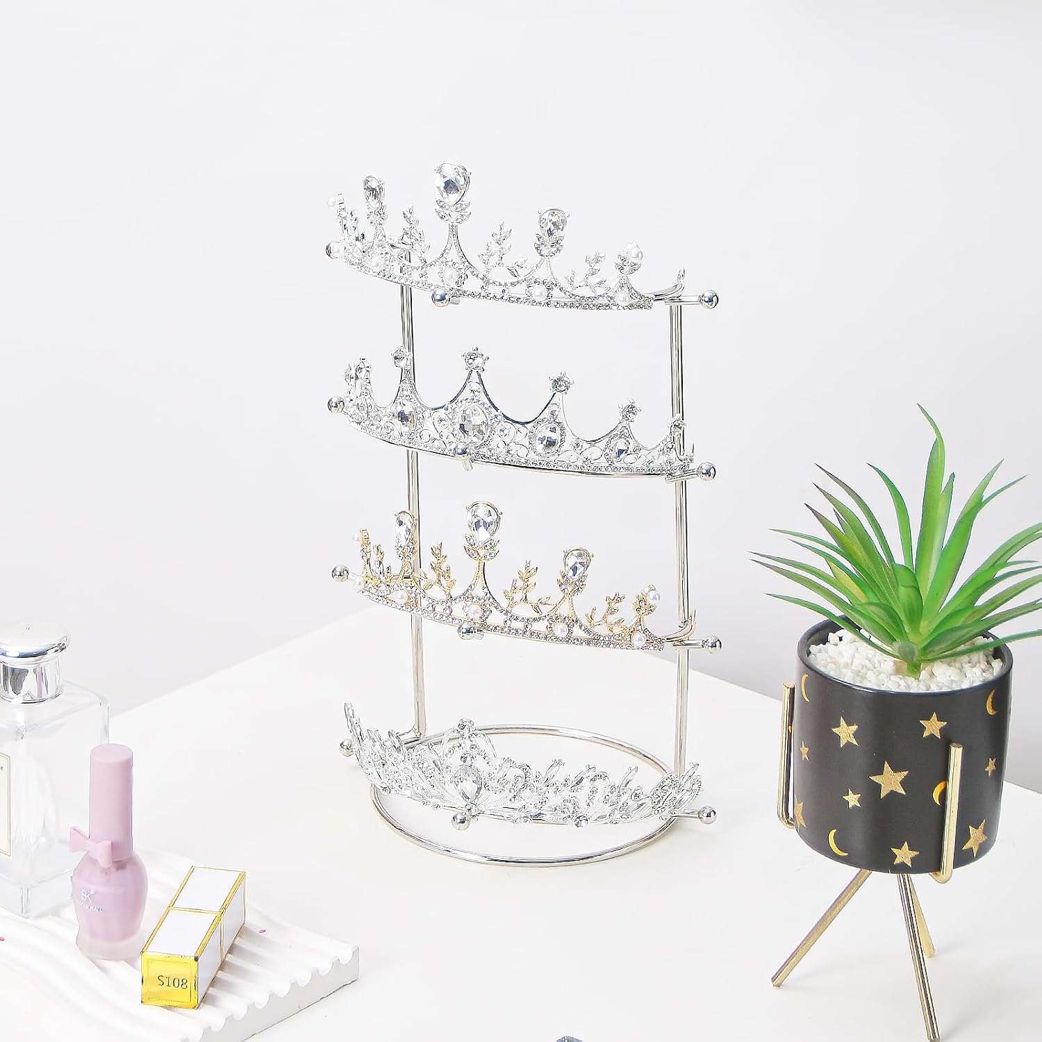 Crown Display Stand, Tiara Display, Headband Display Stand, Hair Accessories Organizer, Crown Storage Organizer Jewelry Holder for Women Girls
