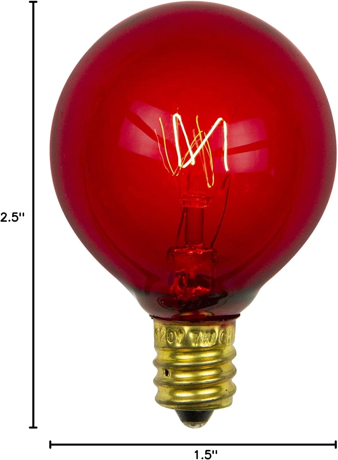 Northlight Transparent G40 Globe Incandescent Christmas Replacement Bulbs - Red - Pack of 25
