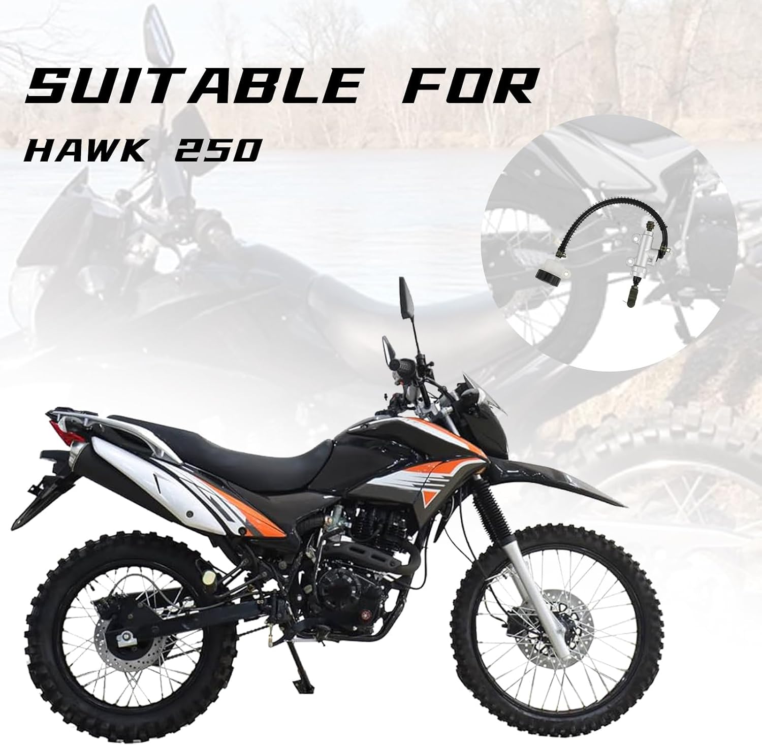 Rear Brake Master Cylinder with Reservoir for Hawk 250,Motorcycle Brake Hydraulic Pump Replacement for Hawk250/Hawk 250cc