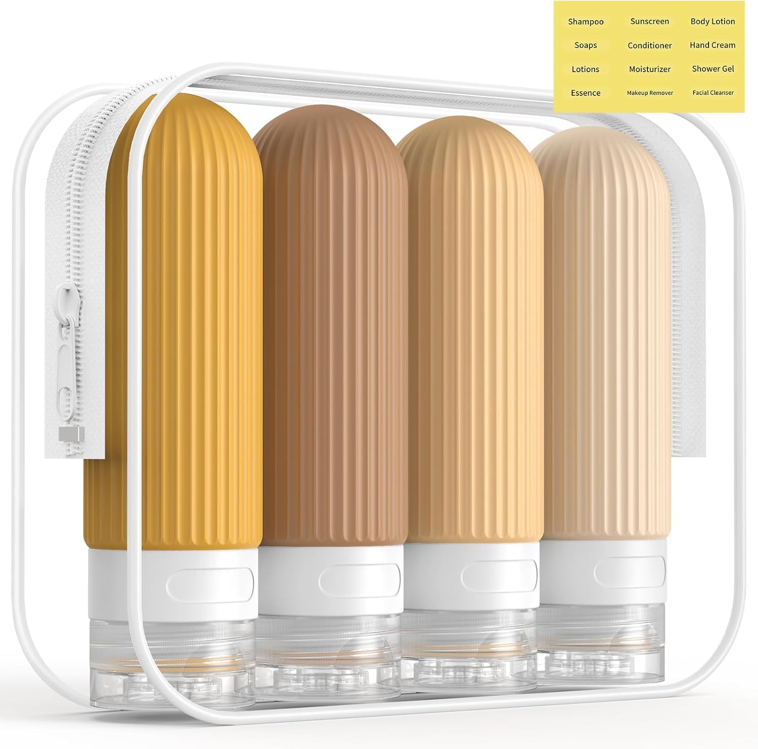 Lyrovo Travel Bottles Kit for Toiletries Organizer BPA Free 90ml Silicone Size Containers Portable Split Bottle Accessories for Conditioner Shampoo Lotion – 4 Pack, Multicolor Lyrovo Travel Bottles Kit for Toiletries Organizer BPA Free 90ml Silicone Size Containers Portable Split Bottle Accessories for Conditioner Shampoo Lotion – 4 Pack, Multicolor