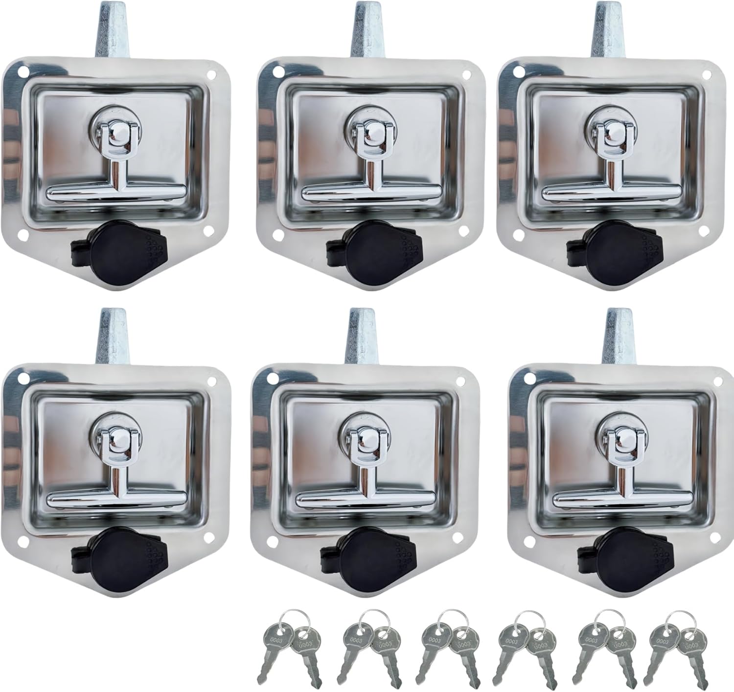 2 Pcs Tool Box Latch T-Handle Latches with Keys Polished Stainless Steel Latch Trailer Door Lock with Gasket Suitable for Truck Bed Tool Boxes Trailer Doors RVs Campers