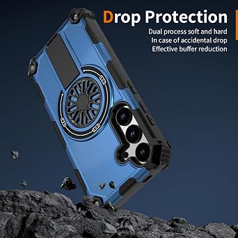 for Samsung Galaxy S24/25 Case with Invisible Kickstand,Shockproof Wireless Charging,Compatible with MagSafe,Stress Relief & Military Drop Protection Magnetic Phone Case Cover 6.2,Blue