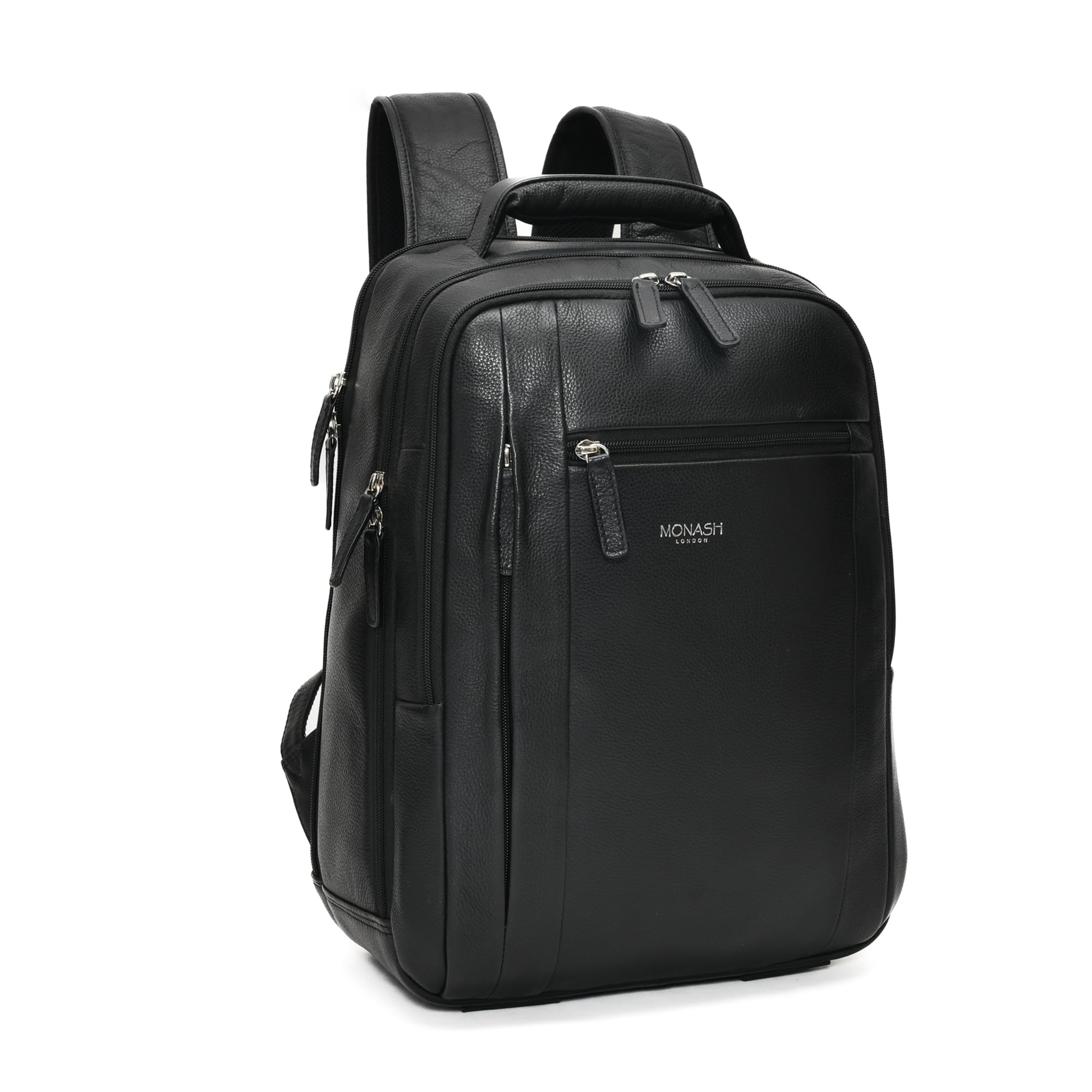 Premium Genuine Leather Backpack for Men & Women - Laptop Bag with Trolley Strap (Black/Brown)-picture-29