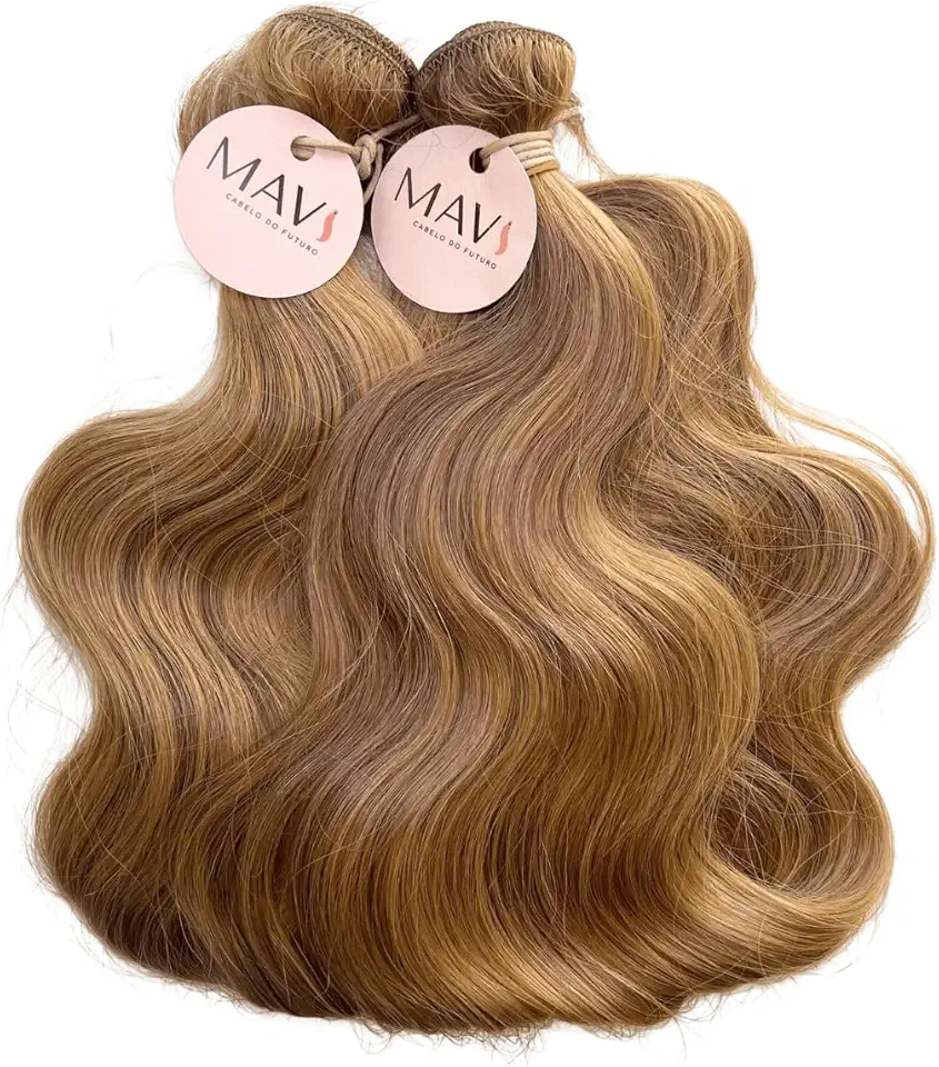 Cabelo do Futuro Ondulado Na Tela 65cm 100g Mega Hair 4 Cores Extensão Profissional (Loiro Caramelo)