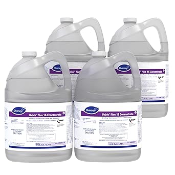 Oxivir Diversey 4963314 Five 16 One-Step Hospital Strength Disinfectant Liquid Cleaner, Accelerated Hydrogen Peroxide, Concentrate, For Home & Commercial Use, 1-Gallon Pack of 4