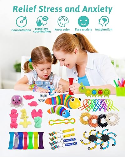 Miniatura 3 de Paquete de 52 juguetes sensoriales de Navidad para personas inquietas, TDAH, TDA, autismo, alivio del estrés y ansiedad, juguetes de mano, regalos