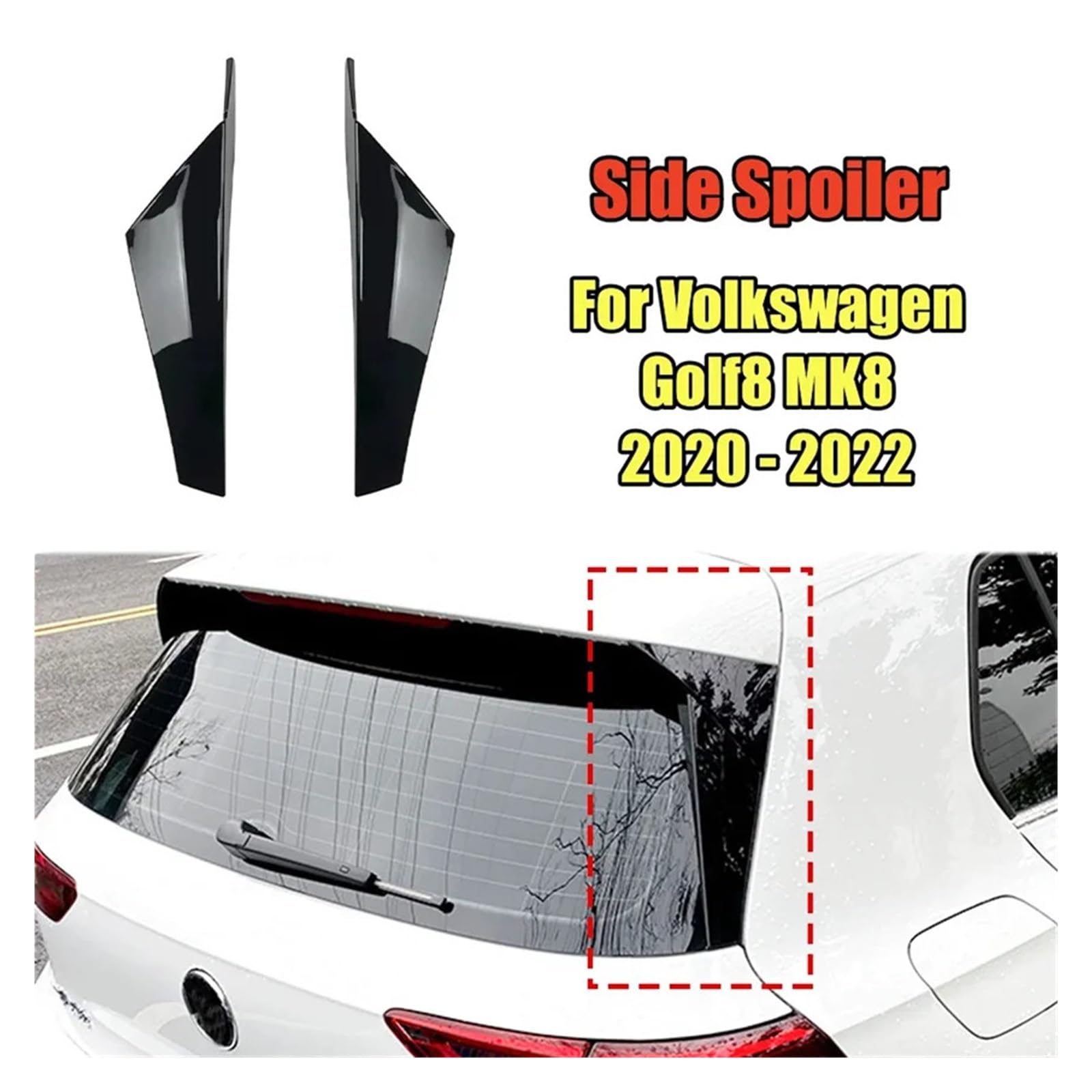 Osłona tylnego spojlera szyby bocznej, Compatible With Volkswagena, Compatible With Golfa, 8 MK8 2020-2022(Carbon Look)