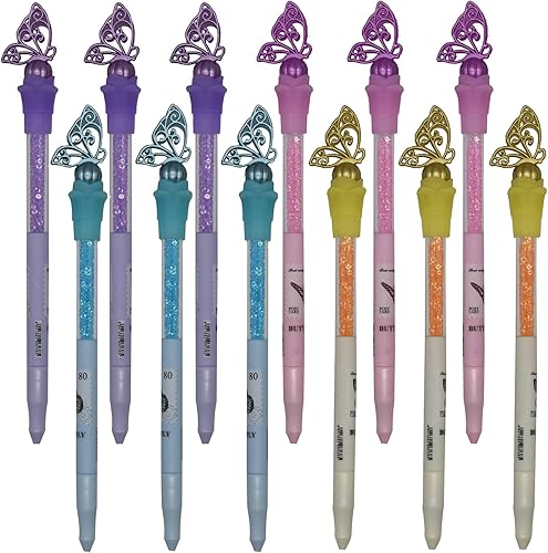 Maydahui 28 bolígrafos de gel con diamantes de cristal de mariposa tinta negra para estudiantes oficina hogar mujeres