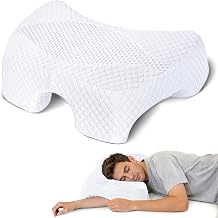 SAHEYER Side Sleeper Pillow with Arm Hole, Memory Foam Pillow for Neck and Shoulder Pain Relief, Multi-Angle Armholes Pillow for Many Sleeping Positions White