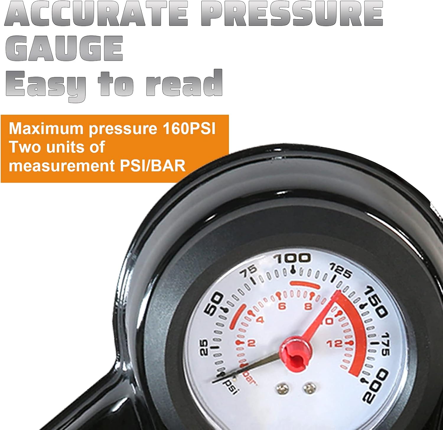 Bike Pump, Bike Tire Pump with Gauge, Bicycle Floor Pump with High Pressure 160 Psi/ Fits Schrader and Presta Valve Types - Air Pump for Bike Motorcycles and Other Inflatables（Bike Tire Repair Kit） : Sports & Outdoors