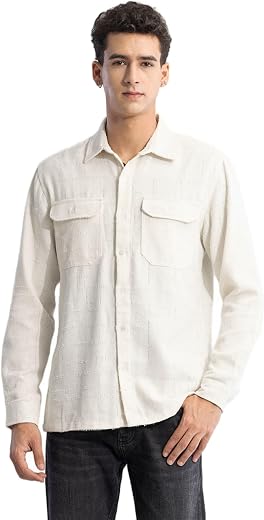 SNITCH Off-White Textured Shirt