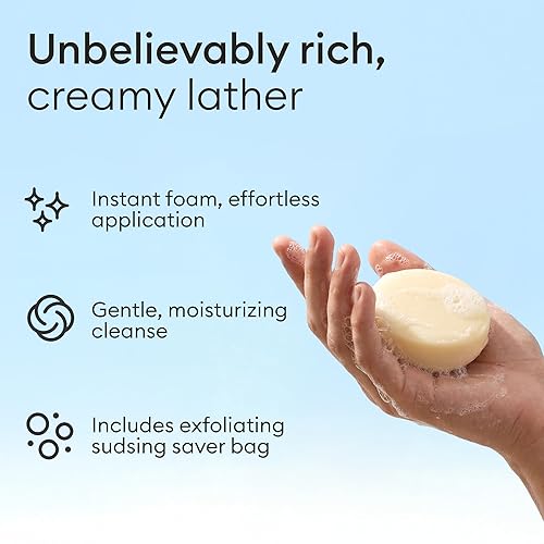 Miniatura 6 de Vove Juego de barra de champú con bolsa de espumado, cedro de vainilla, 2 barras y bolsa de almacenamiento, champú sólido fortalecedor con proteína