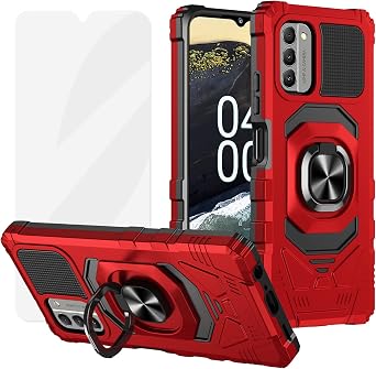 Ailiber for Nokia G400 Phone Case, Nokia G400 5G N1530DL Case with Screen Protector, Ring Kickstand for Magnetic Car Mount, Military Grade, Heavy Duty Shockproof Protective Cover for Nokia G400-Red