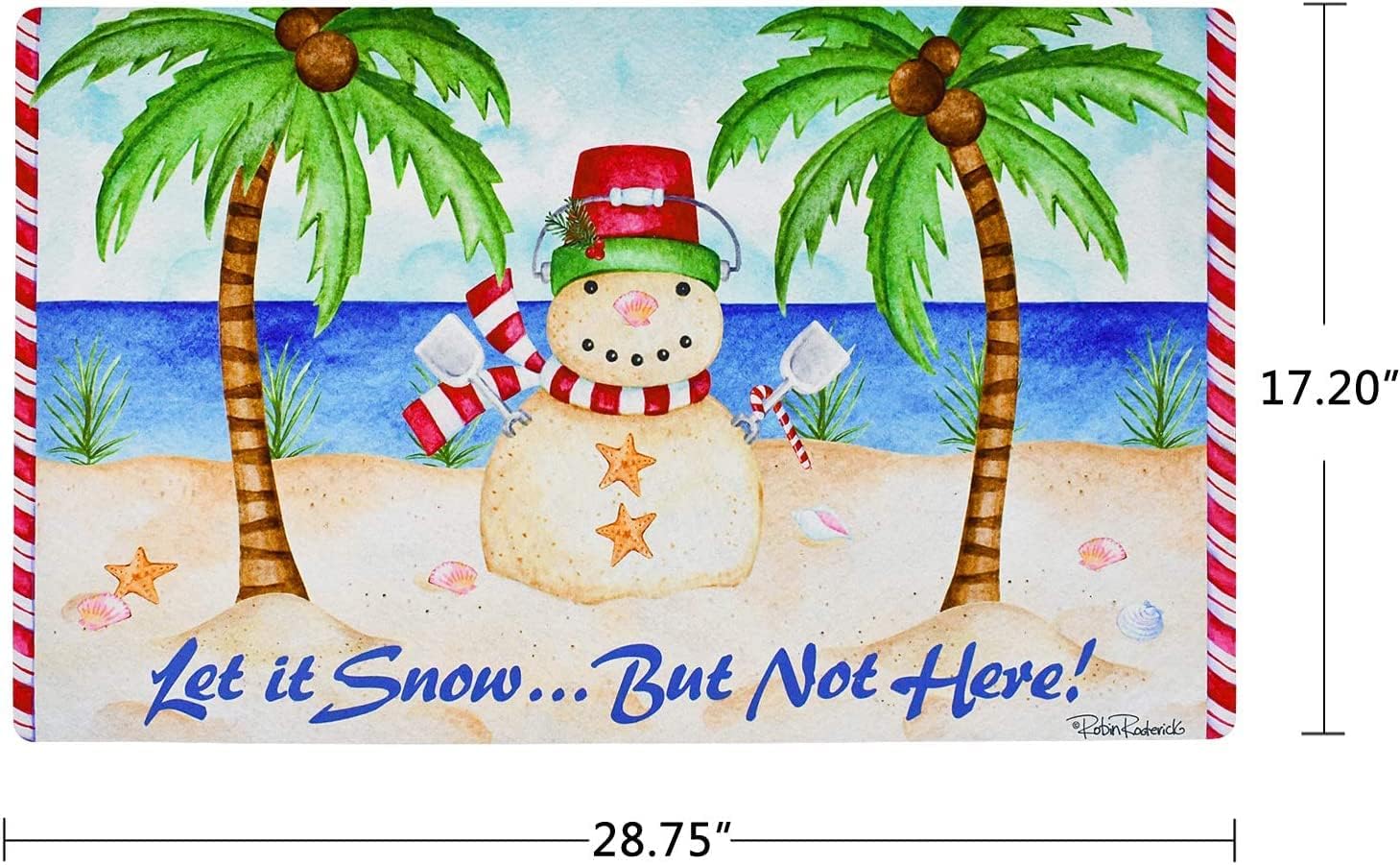 Linfevisi Tropical Palm Tree Snowman Christmas Welcome Mats Christmas Door Mats for Front Door Beach Theme Christmas Rug Outdoor Winter Holiday Doormats Christmas Floor Mats Indoor Let It Snow (Green)