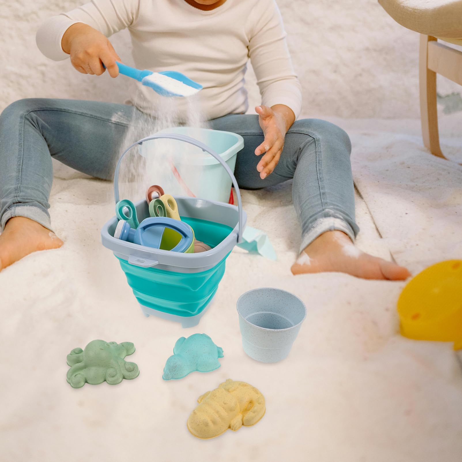 Set di Giocattoli da Spiaggia Pieghevole 11 Pezzi in Pp per Bambini