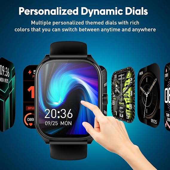 Curve Smart Watch for Men Women Answer Make Calls, 2.01 Fitness Tracker with 100 Sport Modes, Step Counter Heart Rate Sleep Tracker Accurate, IP68 Waterproof Fitness Watch for Android iOS, Black