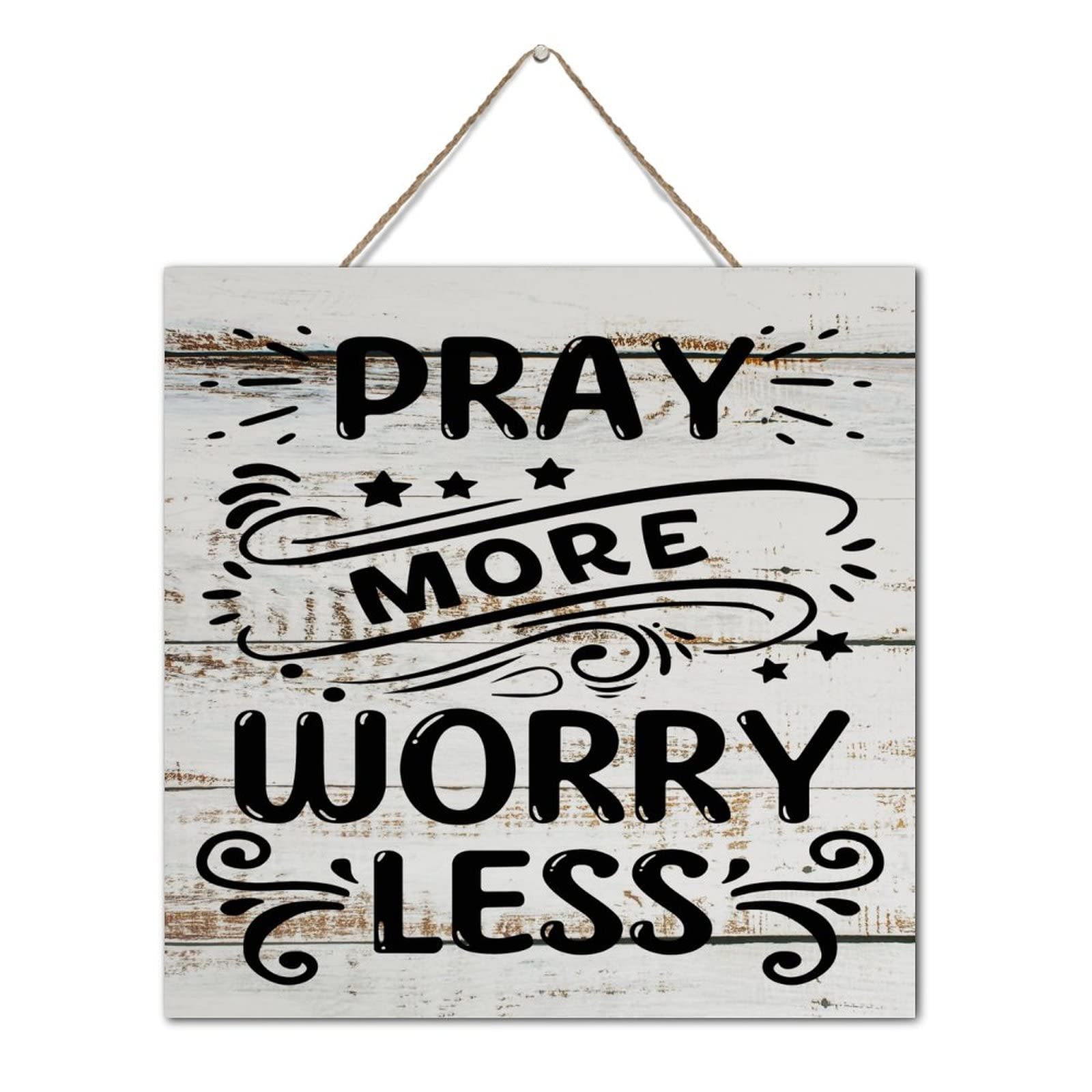 Plaque bois Pray More Worry Less pour une chambre zen et sereine
