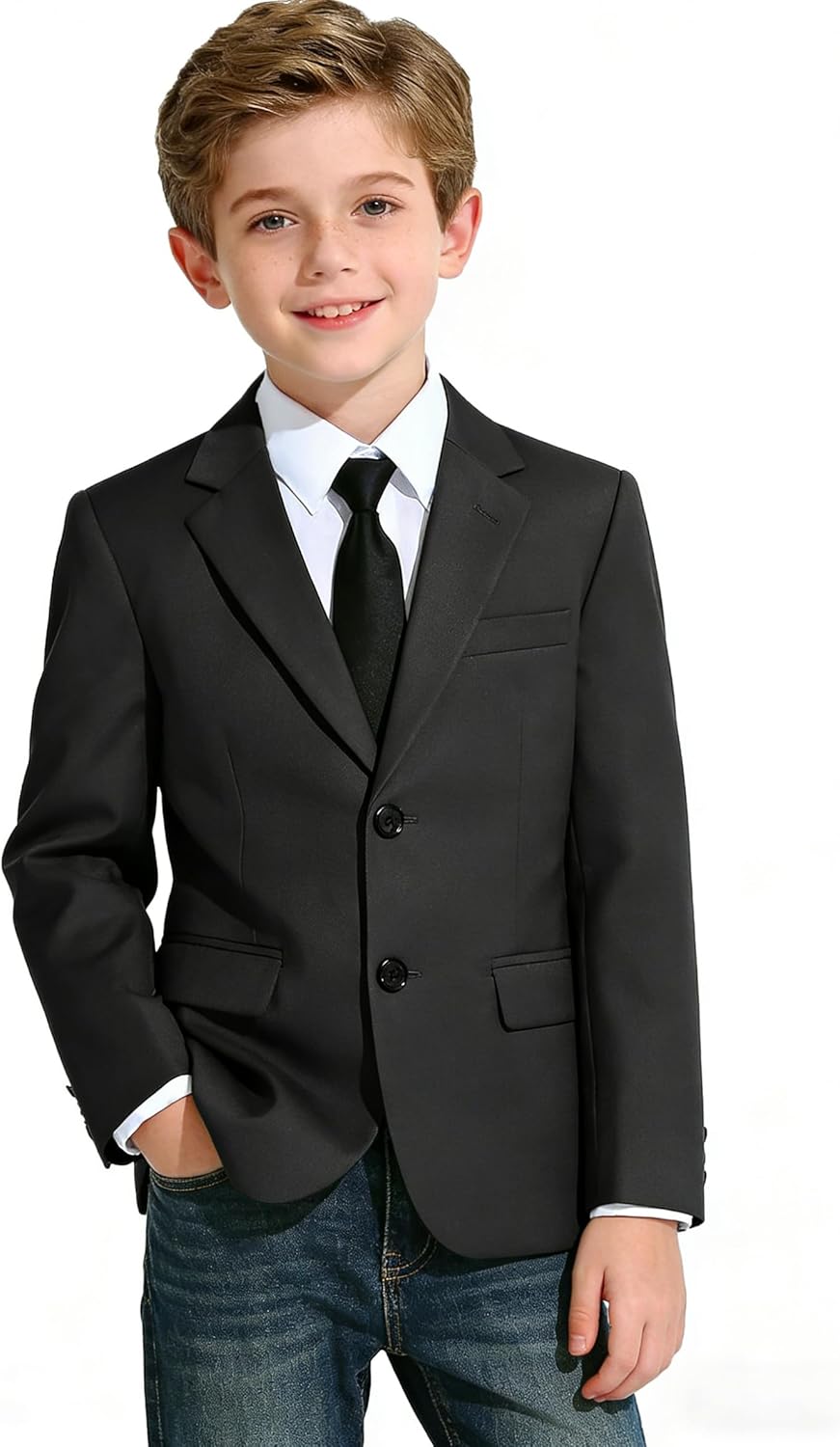 Blazer for Boys Formal Slim Fit Suit Jacket for Boy Kids Spring Blazer with Tie for Wedding Uniforms Casual Spring