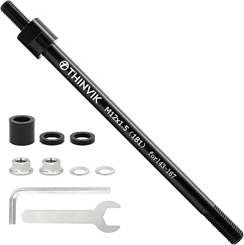 Thinvik Bike Thru Axle Adapter for Trailer Hitch 12mm Thru Axle 1.0/1.5/1.75 Thread Pitch Shaft Length 178/187mm for Instep, Schwinn, Allen Sports Thule Chariot, Burley, Hamax, Retrospec