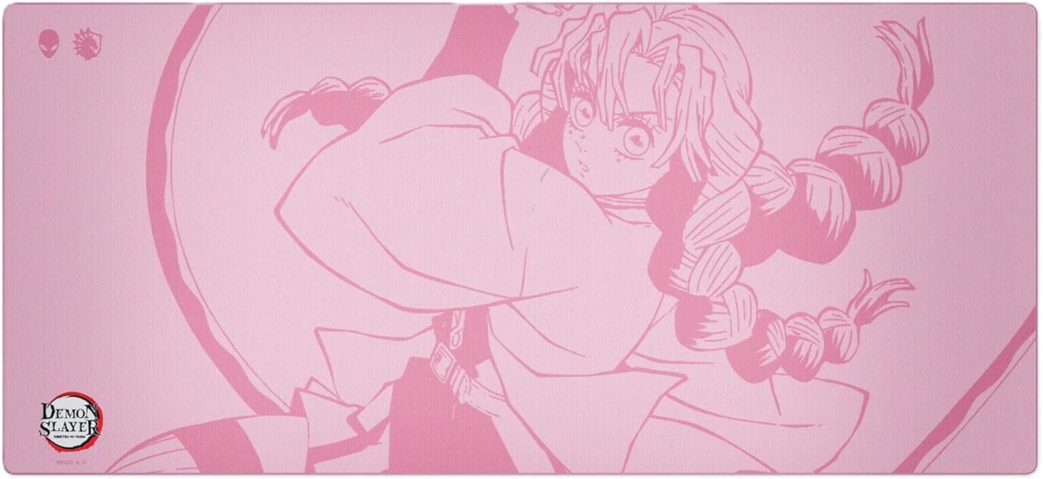 Demon Slayer Kimetsu No Yaiba Mitsuri Love Hashira Gaming Mousepad, Computer Mouse Mat, Flat Stitched Edge, Non-Slip Rubber Base, Gamers & Office Use, 35 x 16 - Officially Licensed