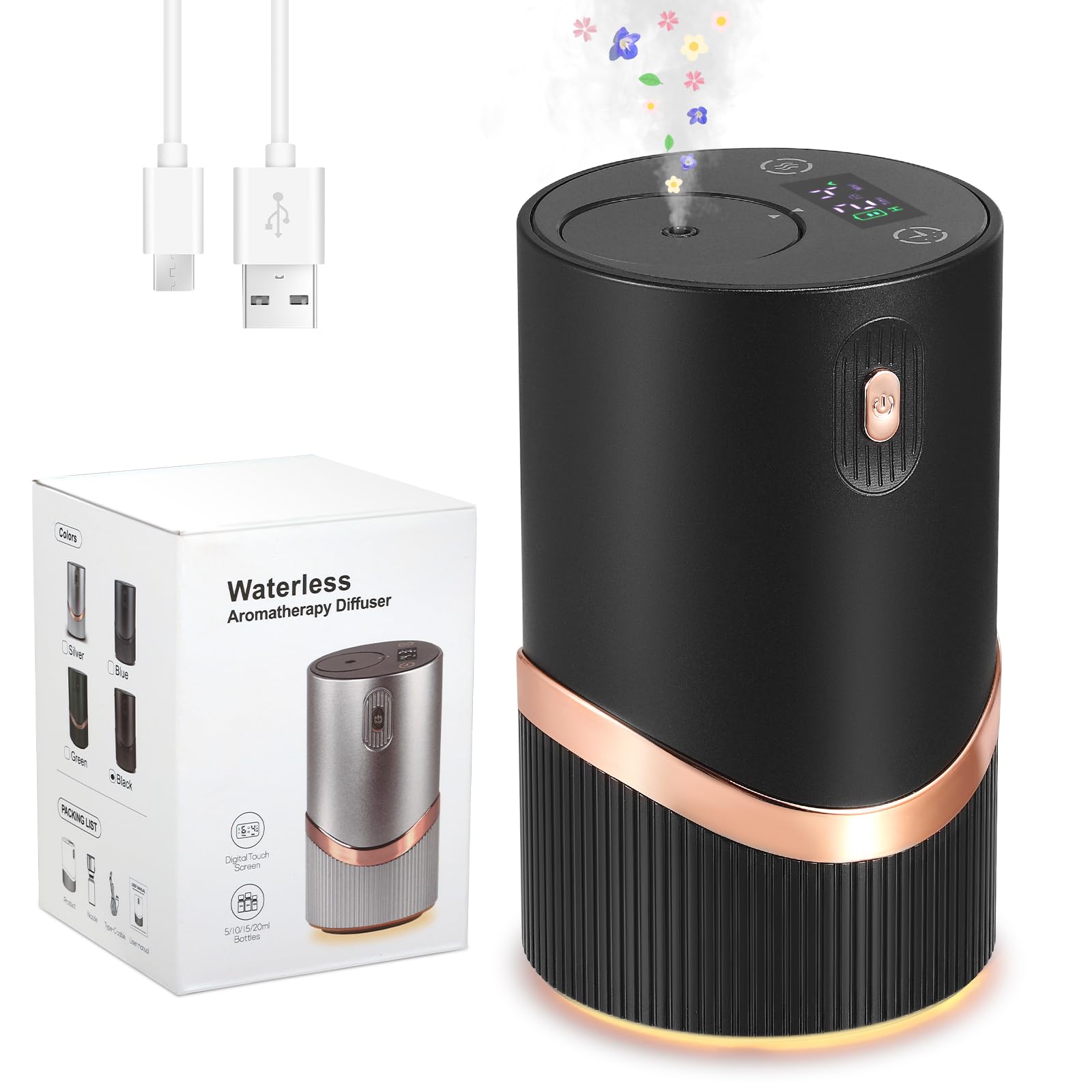 Waterless Diffuser for Essential Oil, Mini Scent Air Machine Nebulizer ...