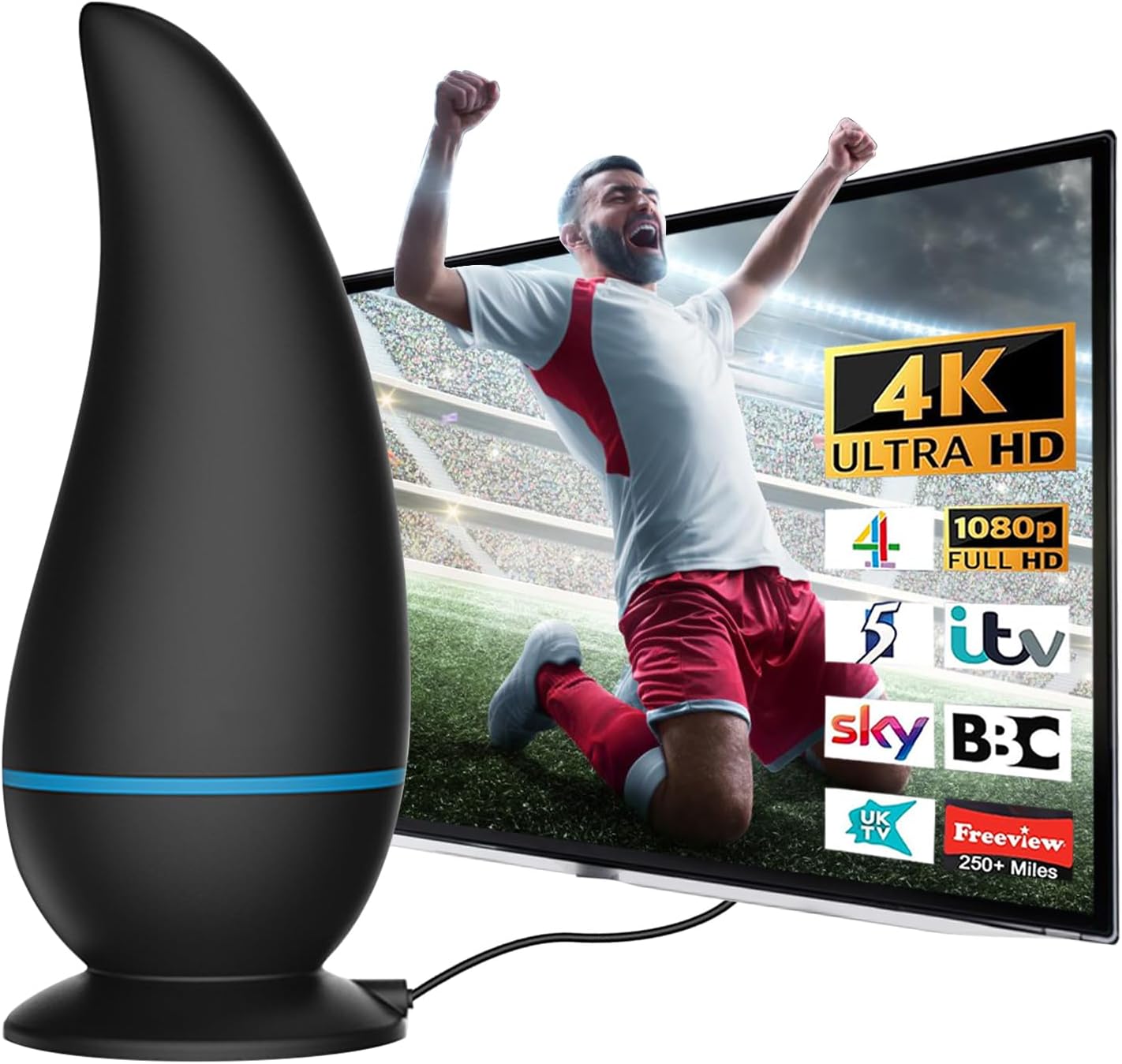 【2024 Upgraded】TV Aerial Indoor TV Aerial and Freeview Strong Signal