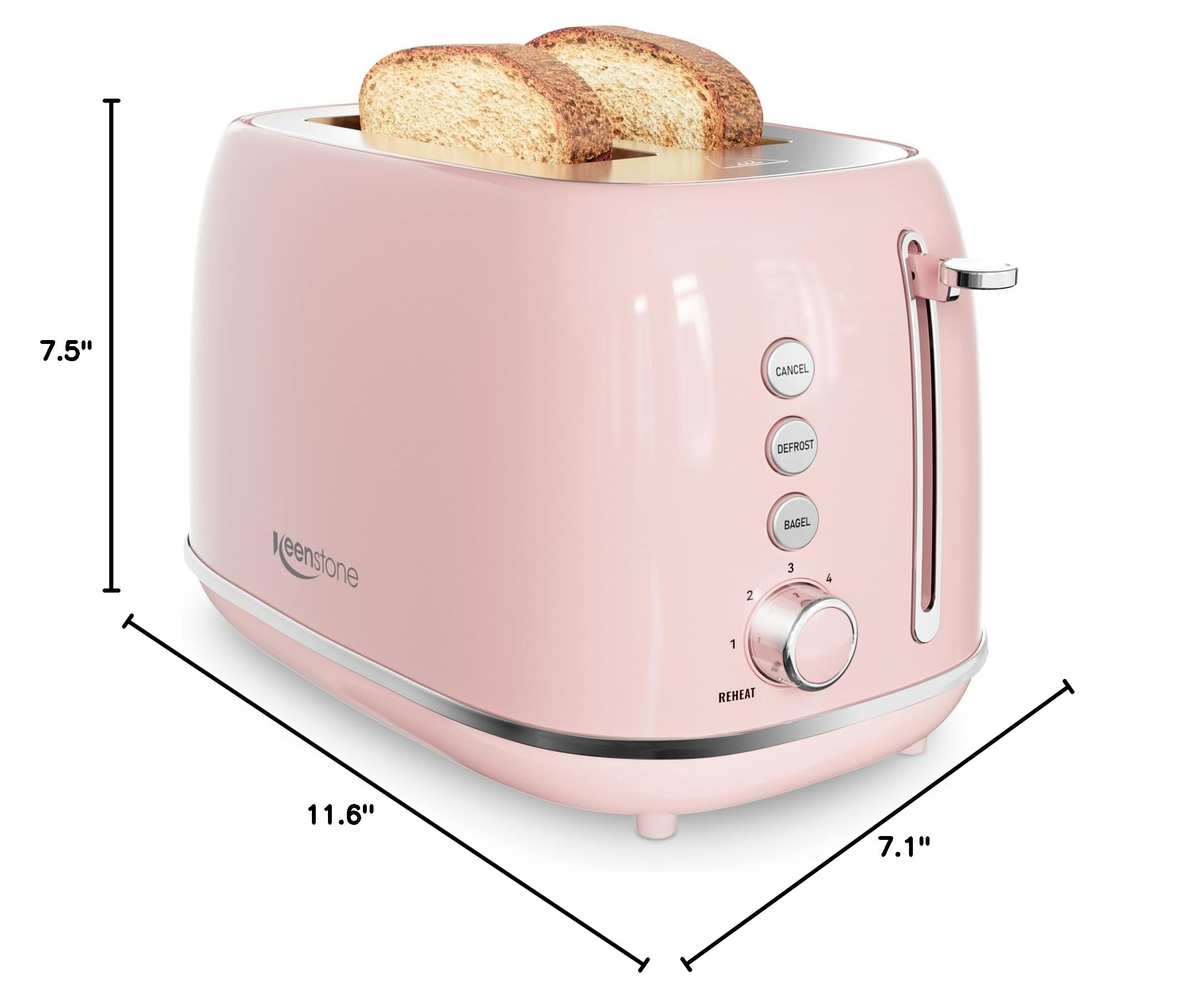 Keenstone 2-Slice Retro Toaster - Stainless Steel -8
