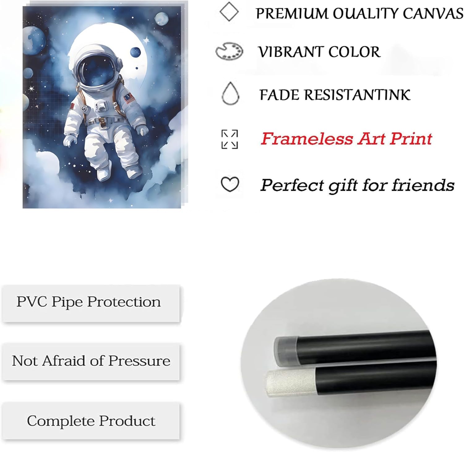 3Pcs Nursery Astronaut Wall Art Kids Space Planets Theme Canvas Painting Rocket Spaceman Wall Decor Explore Dream Galaxy Poster Prints Funny Outer Space Picture for Boys child Bedroom Living Unframed